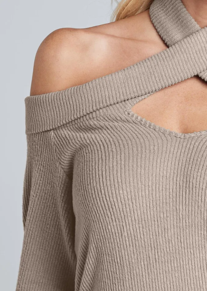 CROSS NECK OVERSIZED TOP Taupe Women VENUS Casual Tops