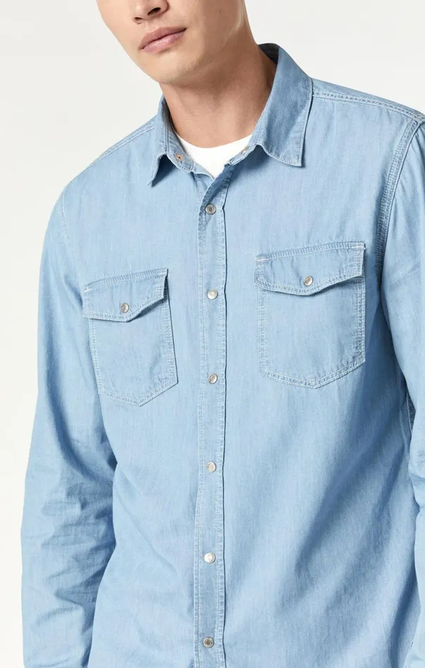 Dave Button Down Shirt In Bleached Denim Men Mavi Jeans Shirts Dave Button Down Shirt In Bleached Denim Men Mavi Jeans Shirts