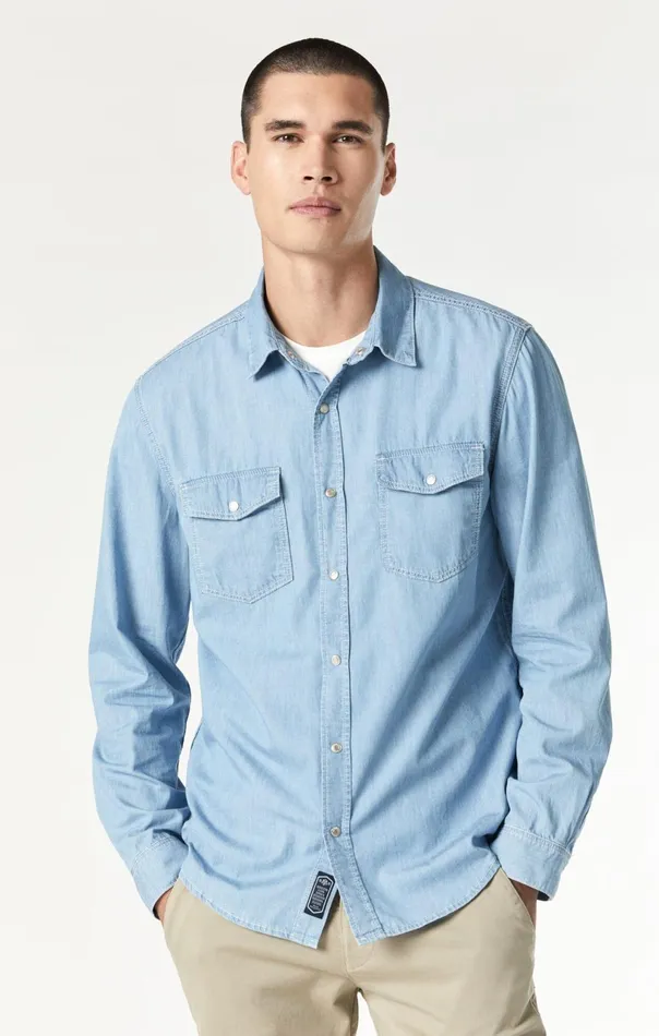 Dave Button Down Shirt In Bleached Denim Men Mavi Jeans Shirts Dave Button Down Shirt In Bleached Denim Men Mavi Jeans Shirts