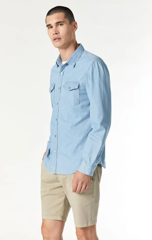 Dave Button Down Shirt In Bleached Denim Men Mavi Jeans Shirts Dave Button Down Shirt In Bleached Denim Men Mavi Jeans Shirts