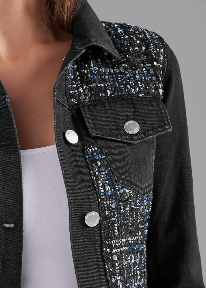 DENIM AND TWEED JACKET Black Multi Women VENUS Jackets