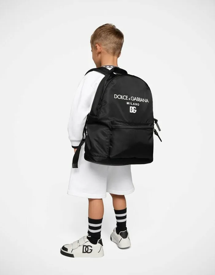 Dolce and Gabbana Accessories Children Nylon Backpack With DolceandGabbana Milano Print Black Dolce and Gabbana Accessories Children Nylon Backpack With DolceandGabbana Milano Print Black