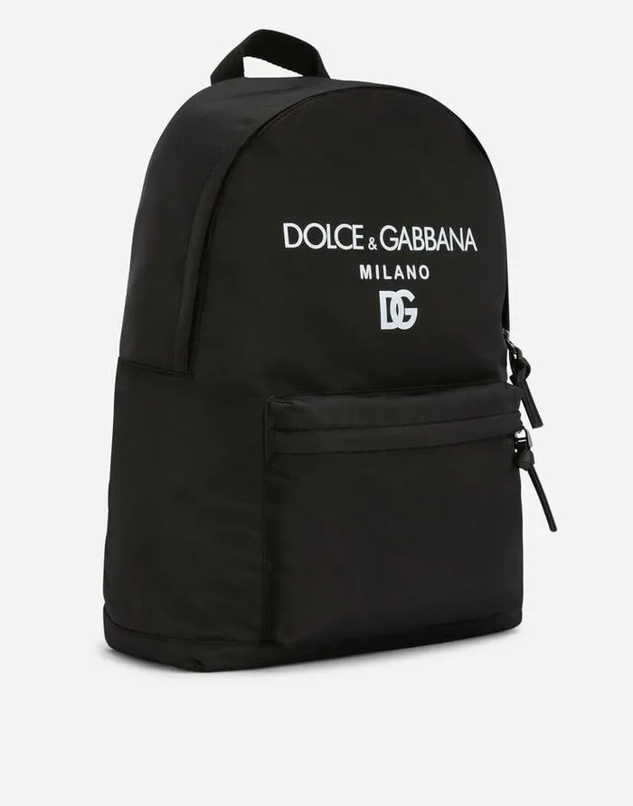 Dolce and Gabbana Accessories Children Nylon Backpack With DolceandGabbana Milano Print Black Dolce and Gabbana Accessories Children Nylon Backpack With DolceandGabbana Milano Print Black