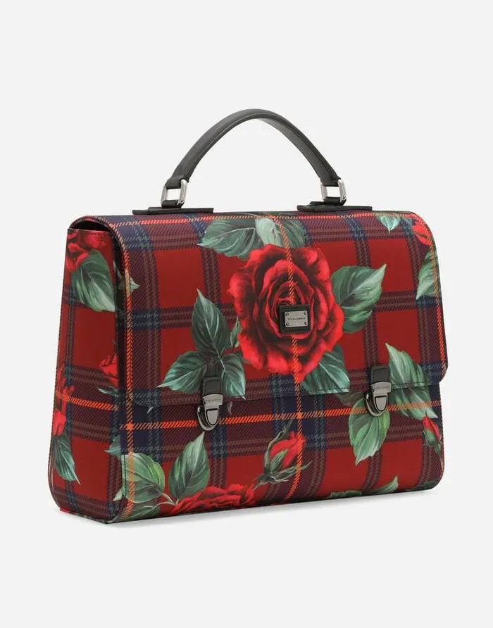Dolce and Gabbana Accessories Children Printed Nylon Satchel Red