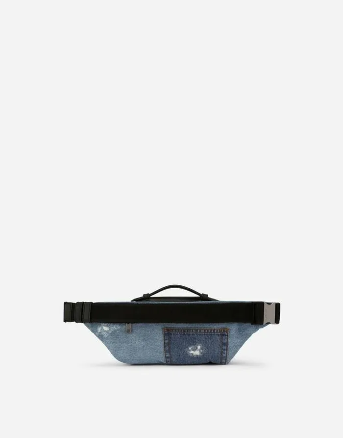 Dolce and Gabbana Backpacks And Fanny Packs Men Patchwork Denim Belt Bag Blue Dolce and Gabbana Backpacks And Fanny Packs Men Patchwork Denim Belt Bag Blue
