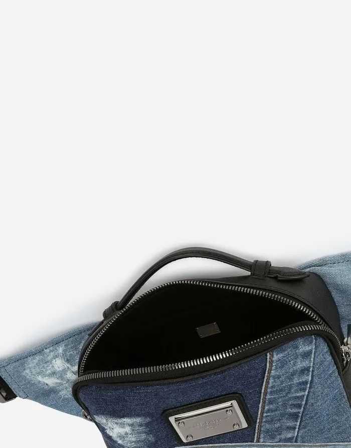 Dolce and Gabbana Backpacks And Fanny Packs Men Patchwork Denim Belt Bag Blue Dolce and Gabbana Backpacks And Fanny Packs Men Patchwork Denim Belt Bag Blue