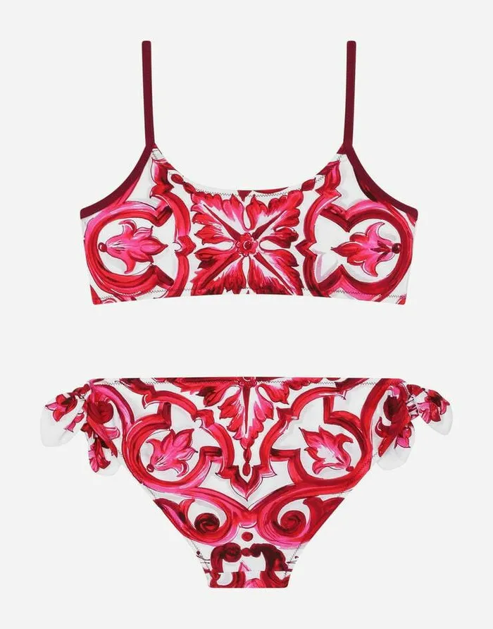 Dolce and Gabbana Beachwear Children Majolicaprint Bikini Multicolor Dolce and Gabbana Beachwear Children Majolicaprint Bikini Multicolor