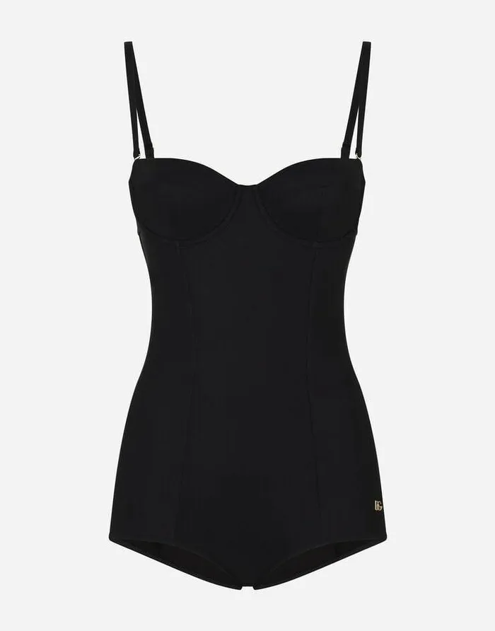 Dolce and Gabbana Beachwear Women Balconette Onepiece Swimsuit Black