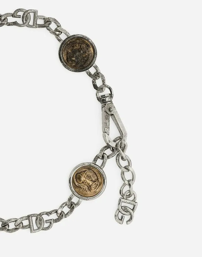 Dolce and Gabbana Bijoux Men Necklace With Coins And DG Logo Multicolor Dolce and Gabbana Bijoux Men Necklace With Coins And DG Logo Multicolor