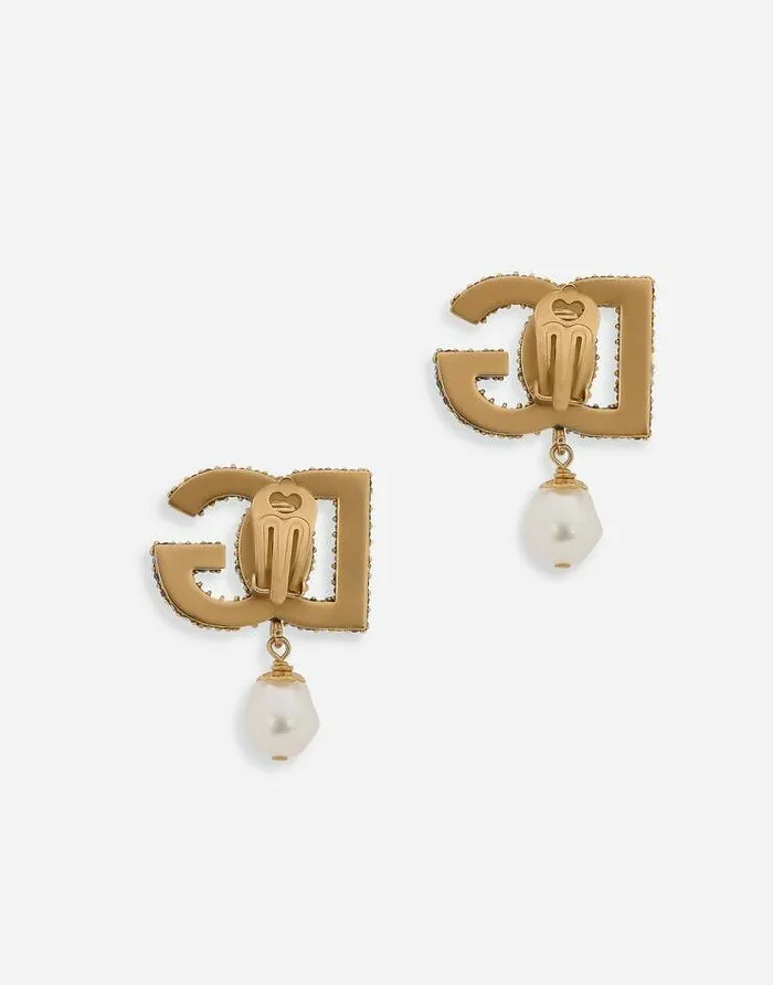 Dolce and Gabbana Bijoux Women DGlogo Earrings With Colorful Rhinestones And Pearls Multicolor Dolce and Gabbana Bijoux Women DGlogo Earrings With Colorful Rhinestones And Pearls Multicolor