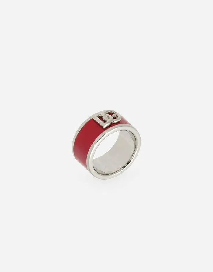 Dolce and Gabbana Bijoux Women Enameled DG Logo Ring Fuchsia Dolce and Gabbana Bijoux Women Enameled DG Logo Ring Fuchsia