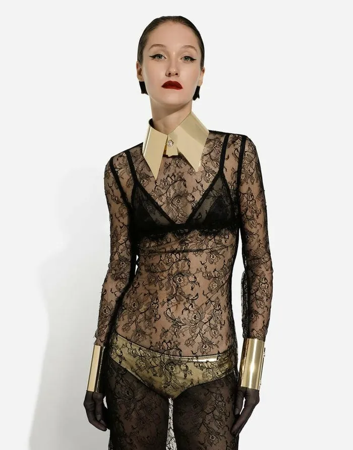 Dolce and Gabbana Bijoux Women Rigid Metal Shirt Collar Necklace Gold Dolce and Gabbana Bijoux Women Rigid Metal Shirt Collar Necklace Gold