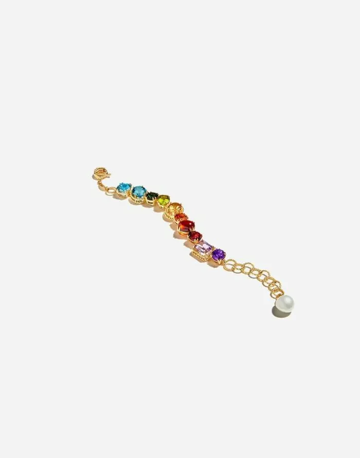Dolce and Gabbana Bracelets Women Bracelet With Multicolored Gems Gold