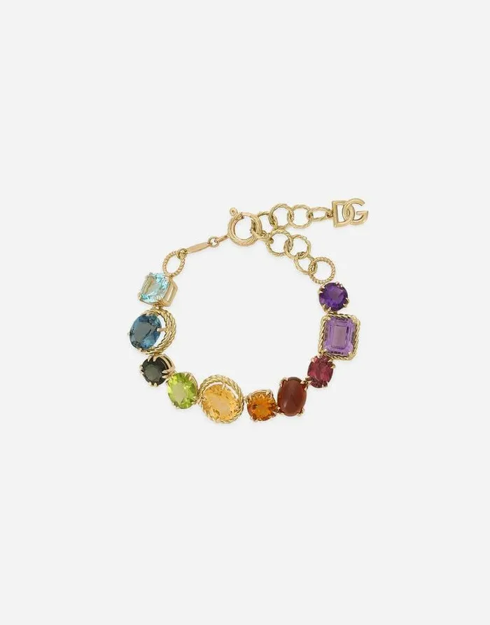 Dolce and Gabbana Bracelets Women Bracelet With Multicolored Gems Gold