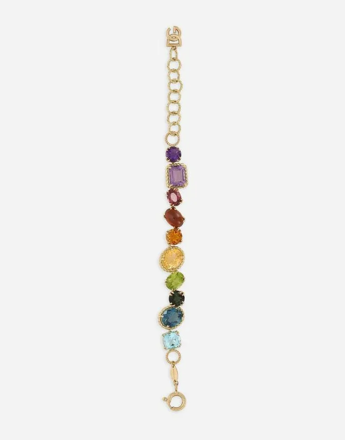 Dolce and Gabbana Bracelets Women Bracelet With Multicolored Gems Gold