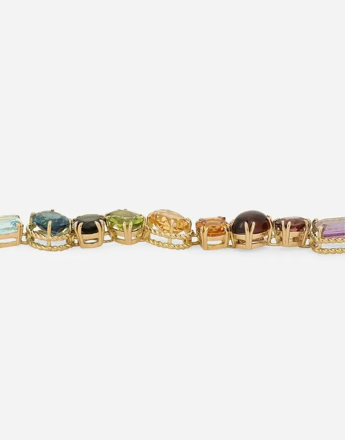 Dolce and Gabbana Bracelets Women Bracelet With Multicolored Gems Gold