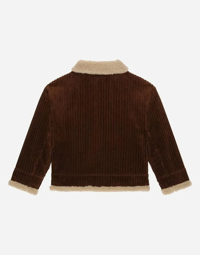 Dolce and Gabbana Coats And Jackets Children Corduroy Jacket With The Logo Tag And Faux Fur Interior Brown Dolce and Gabbana Coats And Jackets Children Corduroy Jacket With The Logo Tag And Faux Fur Interior Brown