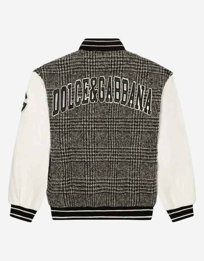 Dolce and Gabbana Coats And Jackets Children Glen Plaid And Leather Bomber Jacket Multicolor Dolce and Gabbana Coats And Jackets Children Glen Plaid And Leather Bomber Jacket Multicolor