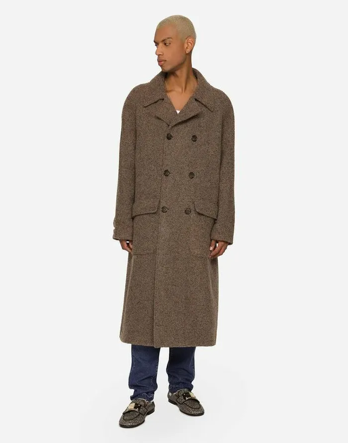 Dolce and Gabbana Coats And Jackets Men Doublebreasted Melange Alpaca Wool Coat Multicolor Dolce and Gabbana Coats And Jackets Men Doublebreasted Melange Alpaca Wool Coat Multicolor