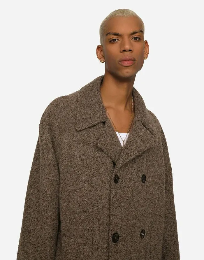 Dolce and Gabbana Coats And Jackets Men Doublebreasted Melange Alpaca Wool Coat Multicolor Dolce and Gabbana Coats And Jackets Men Doublebreasted Melange Alpaca Wool Coat Multicolor