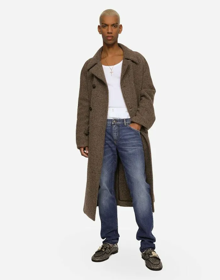 Dolce and Gabbana Coats And Jackets Men Doublebreasted Melange Alpaca Wool Coat Multicolor Dolce and Gabbana Coats And Jackets Men Doublebreasted Melange Alpaca Wool Coat Multicolor