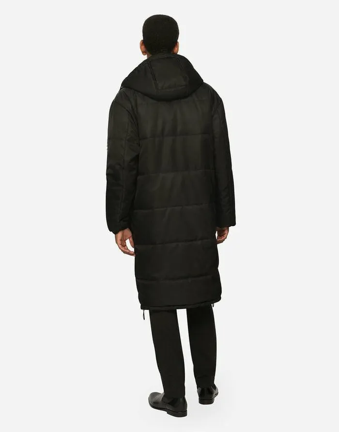 Dolce and Gabbana Coats And Jackets Men Nylon Jacket With Hood And Branded Tag Black Dolce and Gabbana Coats And Jackets Men Nylon Jacket With Hood And Branded Tag Black