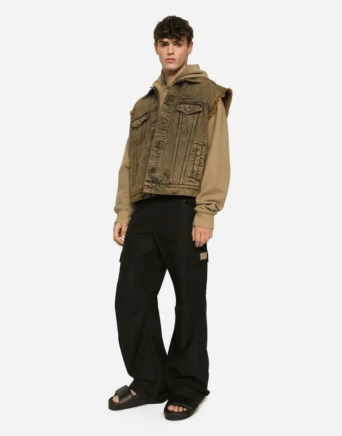 Dolce and Gabbana Coats And Jackets Men Overdyed Sleeveless Denim Jacket Multicolor Dolce and Gabbana Coats And Jackets Men Overdyed Sleeveless Denim Jacket Multicolor