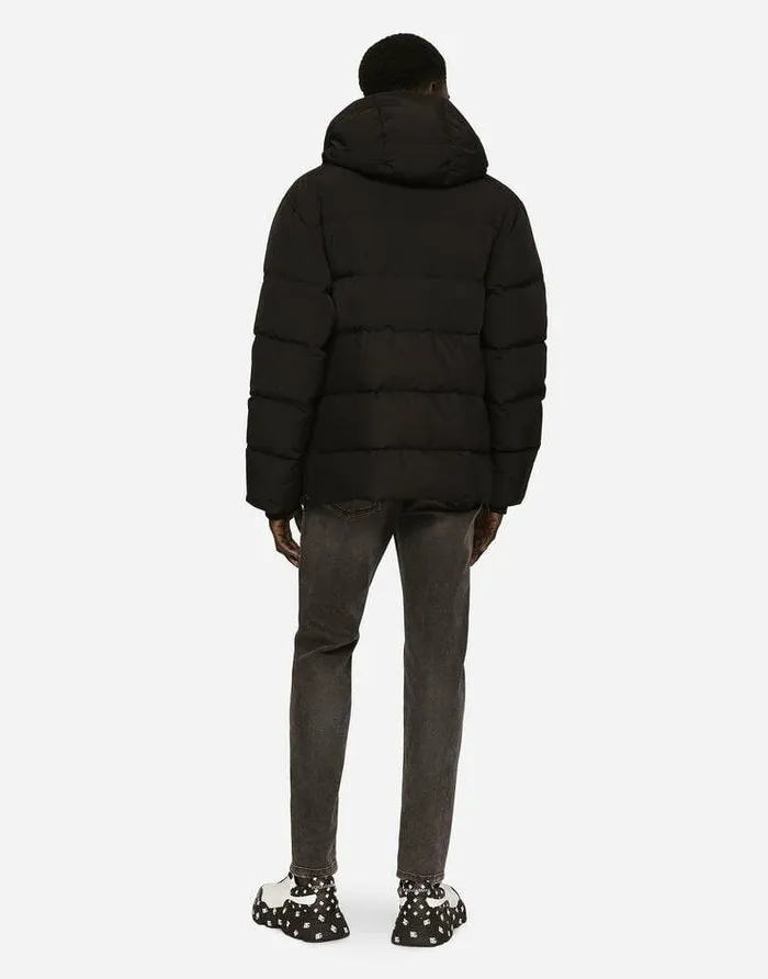 Dolce and Gabbana Coats And Jackets Men Quilted Jacket With Hood And Branded Tag Black Dolce and Gabbana Coats And Jackets Men Quilted Jacket With Hood And Branded Tag Black