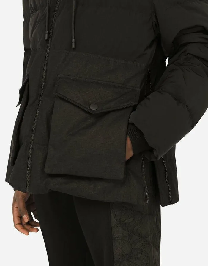 Dolce and Gabbana Coats And Jackets Men Quilted Jacket With Hood And Branded Tag Black Dolce and Gabbana Coats And Jackets Men Quilted Jacket With Hood And Branded Tag Black