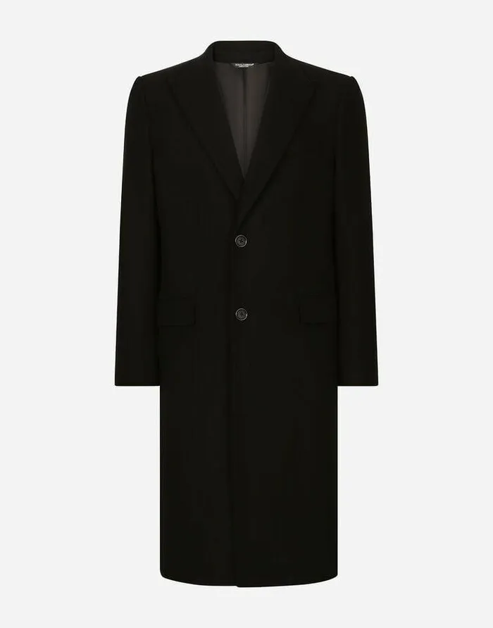 Dolce and Gabbana Coats And Jackets Men Singlebreasted Wool Coat Black