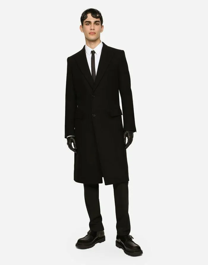 Dolce and Gabbana Coats And Jackets Men Singlebreasted Wool Coat Black Dolce and Gabbana Coats And Jackets Men Singlebreasted Wool Coat Black