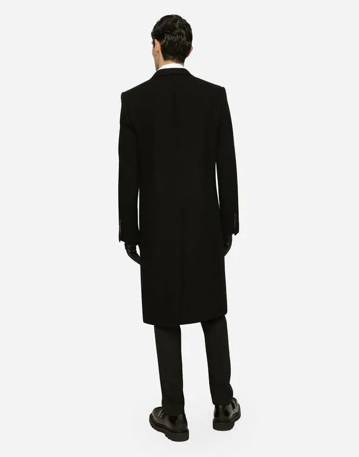 Dolce and Gabbana Coats And Jackets Men Singlebreasted Wool Coat Black Dolce and Gabbana Coats And Jackets Men Singlebreasted Wool Coat Black