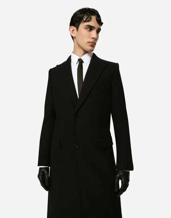 Dolce and Gabbana Coats And Jackets Men Singlebreasted Wool Coat Black Dolce and Gabbana Coats And Jackets Men Singlebreasted Wool Coat Black