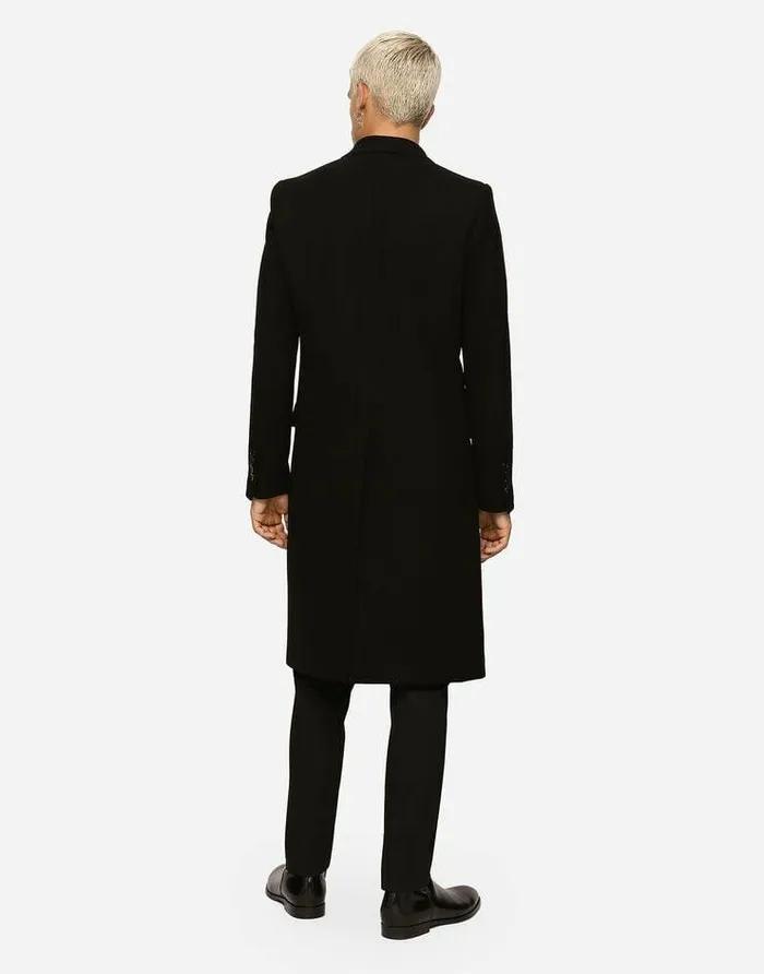 Dolce and Gabbana Coats And Jackets Men Singlebreasted Wool Coat Black Dolce and Gabbana Coats And Jackets Men Singlebreasted Wool Coat Black