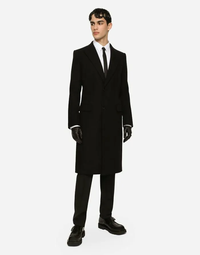 Dolce and Gabbana Coats And Jackets Men Singlebreasted Wool Coat Black Dolce and Gabbana Coats And Jackets Men Singlebreasted Wool Coat Black
