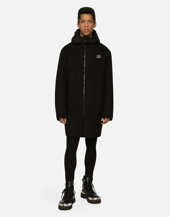 Dolce and Gabbana Coats And Jackets Men Stretch Jersey Parka With Hood And Tag Multicolor Dolce and Gabbana Coats And Jackets Men Stretch Jersey Parka With Hood And Tag Multicolor