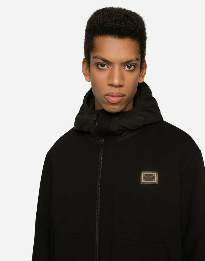 Dolce and Gabbana Coats And Jackets Men Stretch Jersey Parka With Hood And Tag Multicolor Dolce and Gabbana Coats And Jackets Men Stretch Jersey Parka With Hood And Tag Multicolor