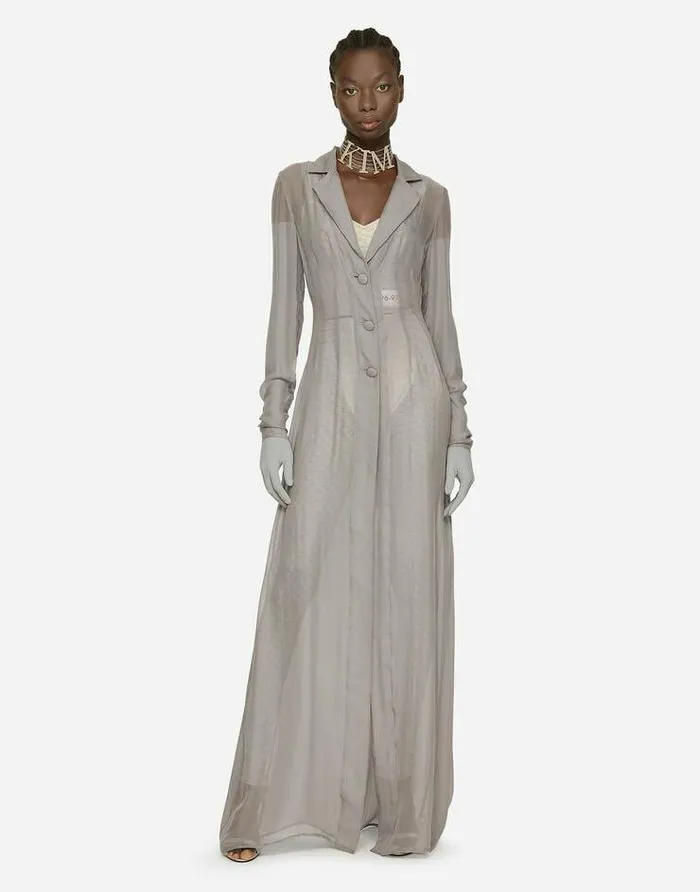 Dolce and Gabbana Coats And Jackets Women KIM DOLCEandGABBANA Silk Georgette Duster Coat Grey Dolce and Gabbana Coats And Jackets Women KIM DOLCEandGABBANA Silk Georgette Duster Coat Grey