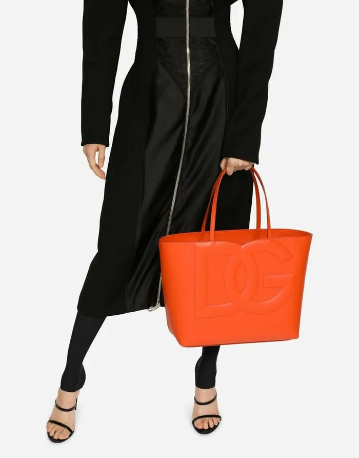 Dolce and Gabbana DG Logo Bag Women Medium Calfskin DG Logo Bag Shopper Orange Dolce and Gabbana DG Logo Bag Women Medium Calfskin DG Logo Bag Shopper Orange