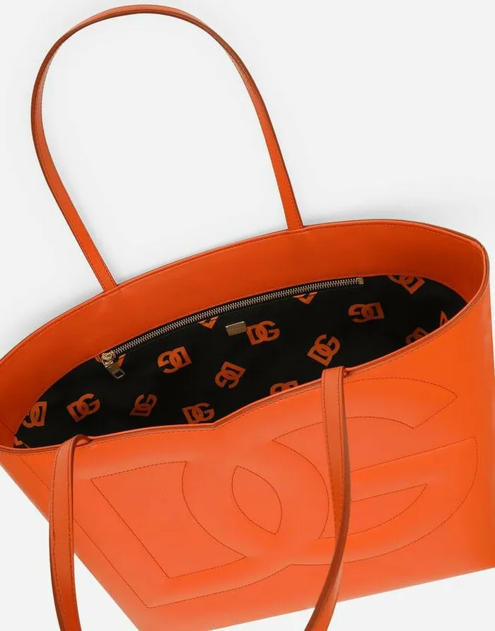 Dolce and Gabbana DG Logo Bag Women Medium Calfskin DG Logo Bag Shopper Orange Dolce and Gabbana DG Logo Bag Women Medium Calfskin DG Logo Bag Shopper Orange