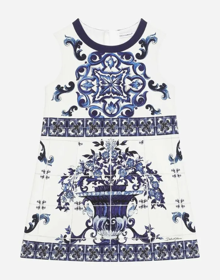 Dolce and Gabbana Dresses Children Majolicaprint Interlock Dress Multicolor