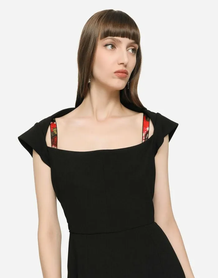 Dolce and Gabbana Dresses Women Cady Fabric Mini Dress Black Dolce and Gabbana Dresses Women Cady Fabric Mini Dress Black