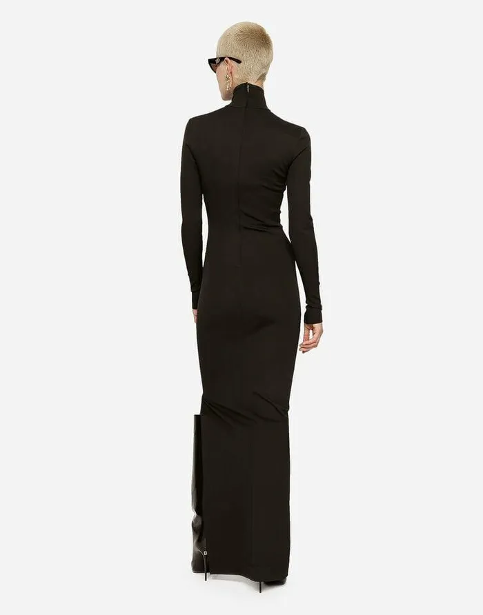 Dolce and Gabbana Dresses Women Long Jersey Milano Rib Dress Brown Dolce and Gabbana Dresses Women Long Jersey Milano Rib Dress Brown