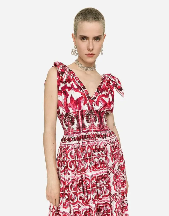 Dolce and Gabbana Dresses Women Long Majolicaprint Poplin Dress Multicolor Dolce and Gabbana Dresses Women Long Majolicaprint Poplin Dress Multicolor