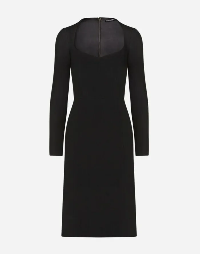 Dolce and Gabbana Dresses Women Longsleeved Cady Midi Dress Black