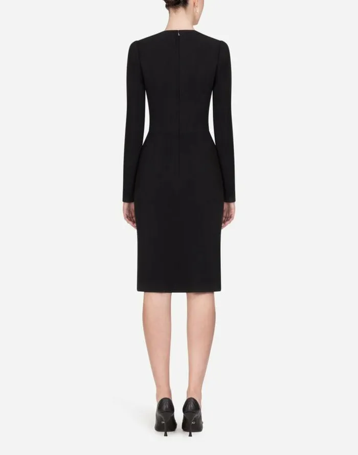 Dolce and Gabbana Dresses Women Longsleeved Cady Midi Dress Black Dolce and Gabbana Dresses Women Longsleeved Cady Midi Dress Black