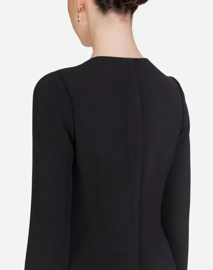 Dolce and Gabbana Dresses Women Longsleeved Cady Midi Dress Black Dolce and Gabbana Dresses Women Longsleeved Cady Midi Dress Black