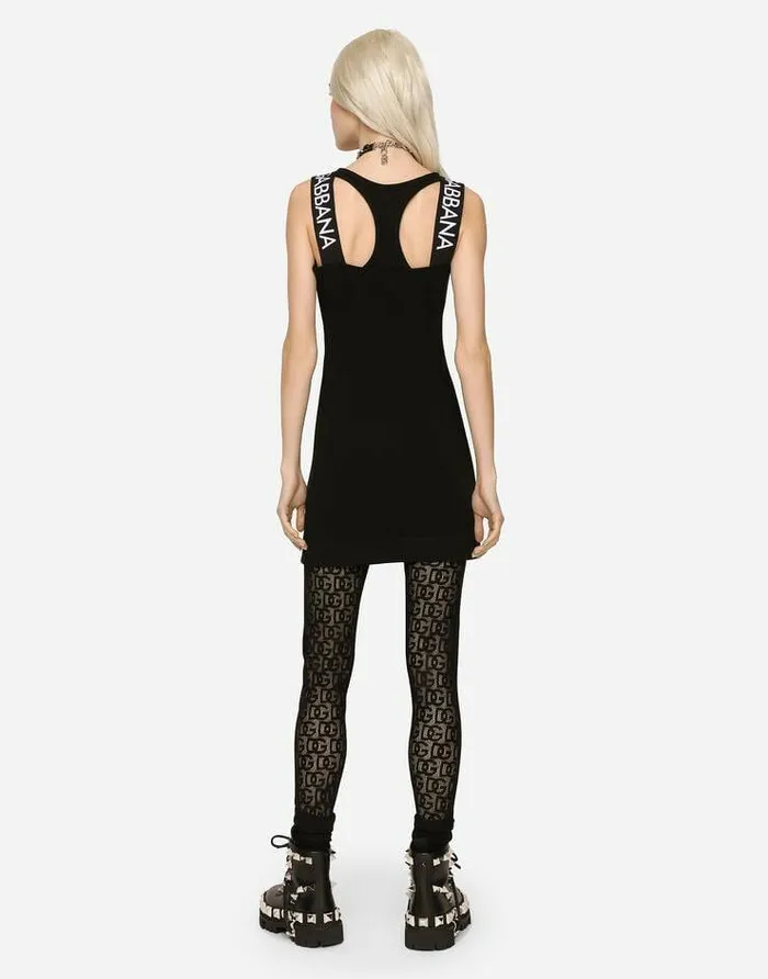 Dolce and Gabbana Dresses Women Short Full Milano Dress With Branded Straps Black Dolce and Gabbana Dresses Women Short Full Milano Dress With Branded Straps Black
