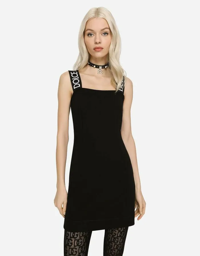 Dolce and Gabbana Dresses Women Short Full Milano Dress With Branded Straps Black Dolce and Gabbana Dresses Women Short Full Milano Dress With Branded Straps Black