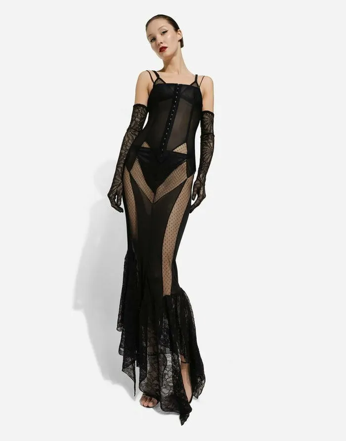 Dolce and Gabbana Dresses Women Strapless Lace Patchwork Dress Black Dolce and Gabbana Dresses Women Strapless Lace Patchwork Dress Black
